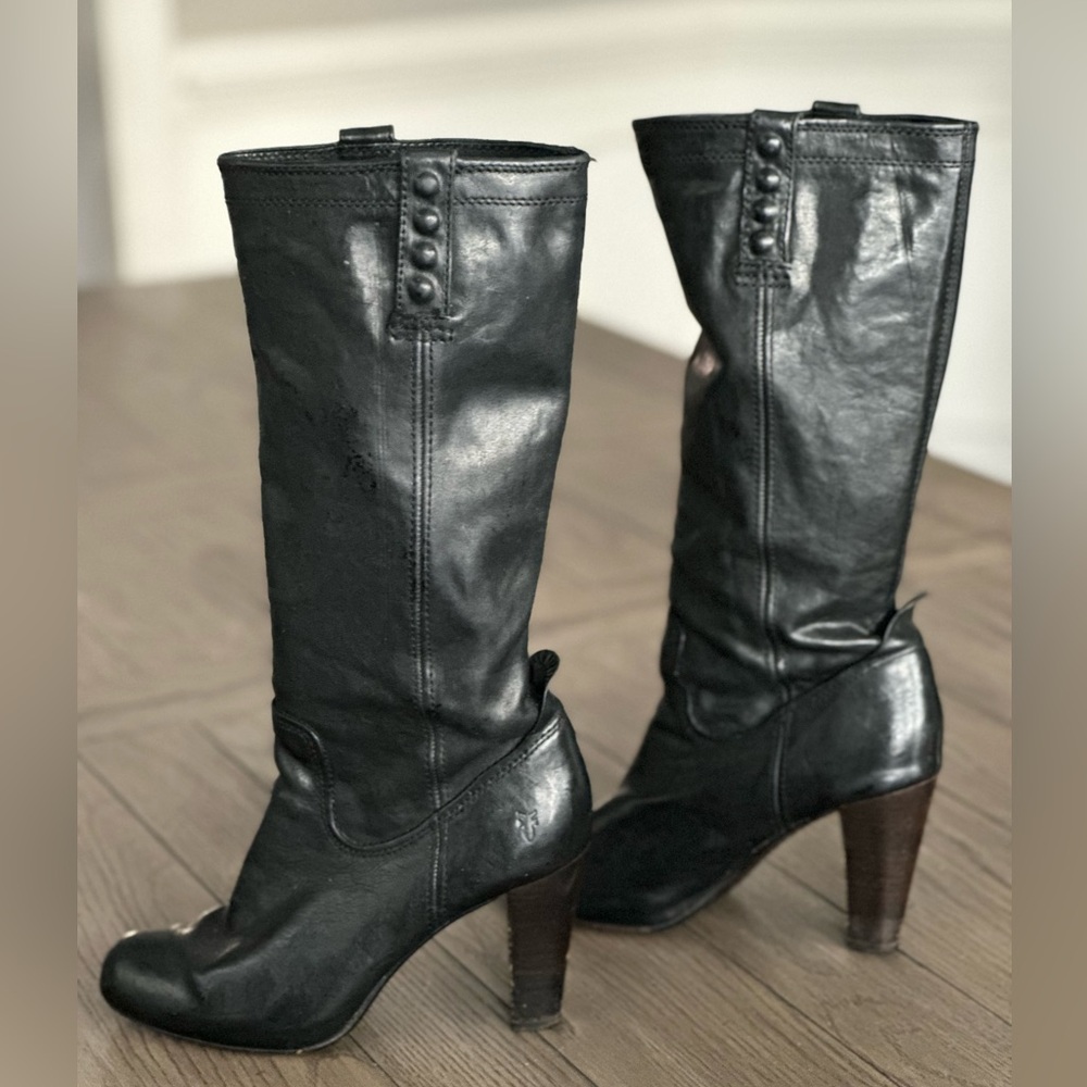 Frye High Quality Supple Black Leather Mid Calf